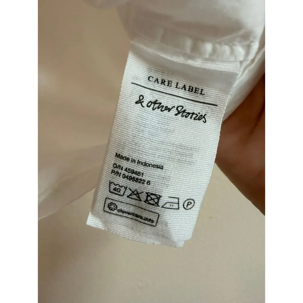 & Other Stories Blouse Women Size 6 White Paris Atelier Ruffle Sleeve Cotton Top